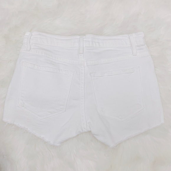 FRAME Distressed White Denim Shorts - Picture 7 of 10